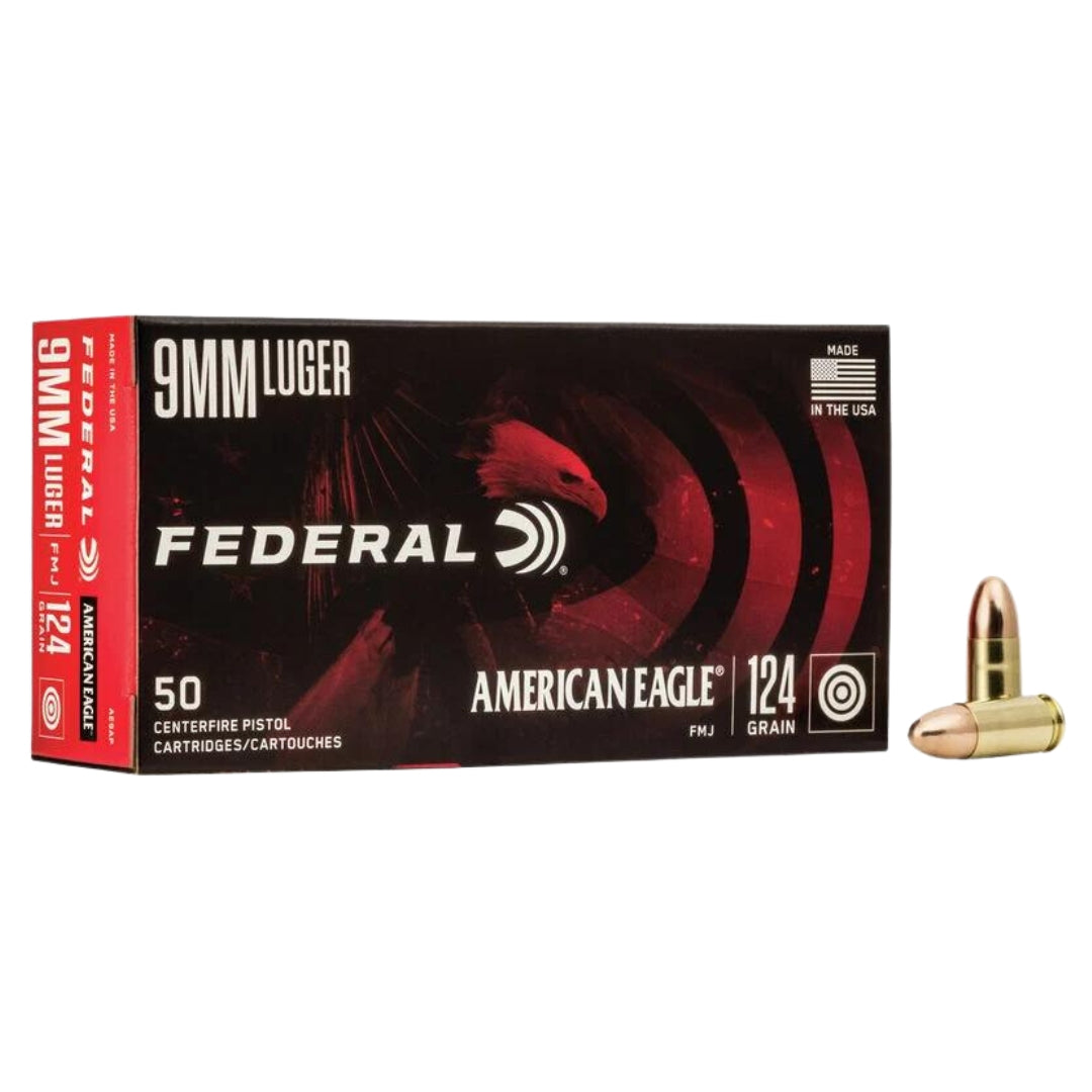 Federal American Eagle Handgun 9mm Luger 124Gr - Scopes and Barrels
