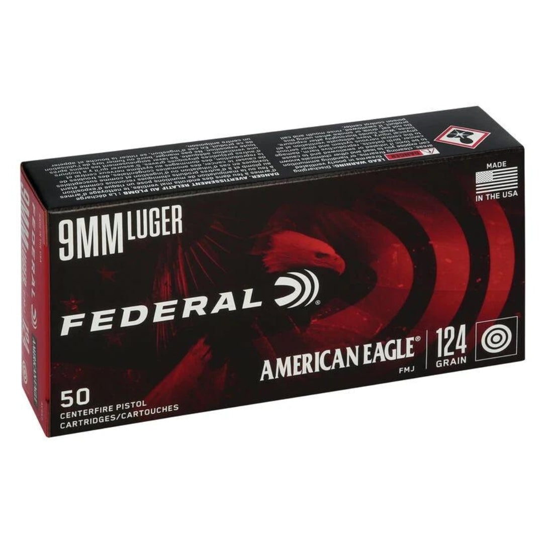 Federal American Eagle Handgun 9mm Luger 124Gr - Scopes and Barrels